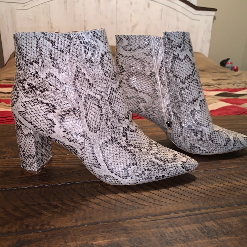 Snakeskin booties